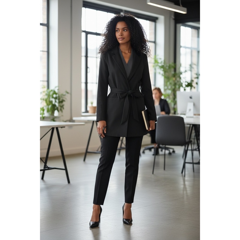 Abercrombie Fitch Womens Blazer Jacket Black Belted Small Petite SP BNWT
